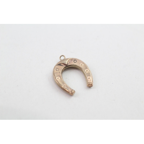 2 - 9ct gold vintage horse shoe charm or pendant