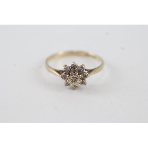 23 - 9ct gold diamond floral cluster ring