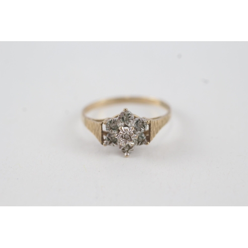 26 - 9ct gold diamond floral cluster ring