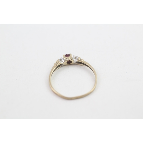 3 - 9ct gold ruby & diamond dress ring