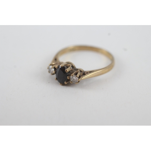 30 - 9ct gold diamond & sapphire three stone ring