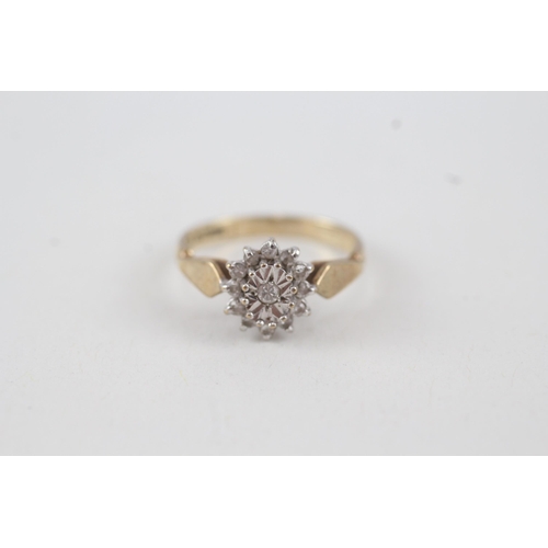 38 - 9ct gold diamond floral cluster ring