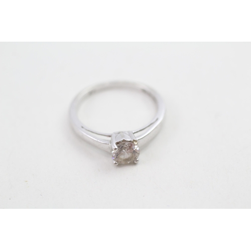 7 - 9ct white gold cubic zirconia diamond paste solitaire 
ring 9