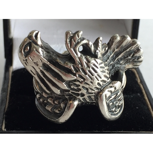 103 - Heavy Silver Gents Eagle Ring 28.56 grams, Size T