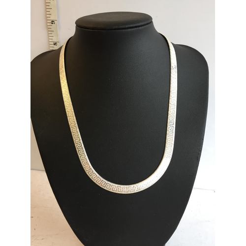 1 - Greek Key Sterling Silver Herringbone Necklace