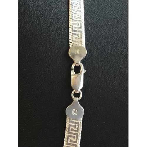 1 - Greek Key Sterling Silver Herringbone Necklace