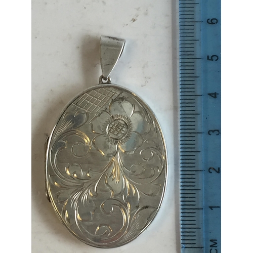 19 - Large Decorated Hallmarked Silver Locket with Maker S&E