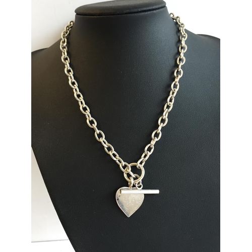 3 - Vintage Sterling Silver T Bar Heart Necklace