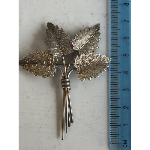 37 - Vintage Silver Leaf Brooch with Charles Hohner Interest