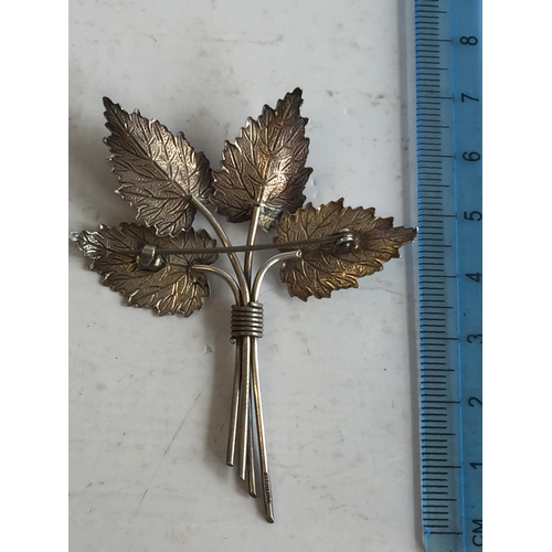 37 - Vintage Silver Leaf Brooch with Charles Hohner Interest