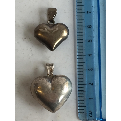 40 - 2 Silver Heart Pendants