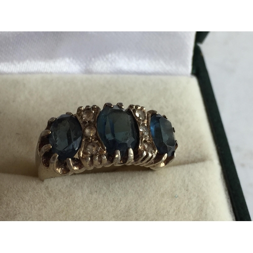 47 - Silver & Australian Blue Sapphire Ring, size N