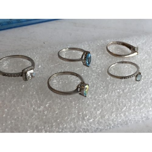 57 - 5 Assorted Silver Rings with Stones