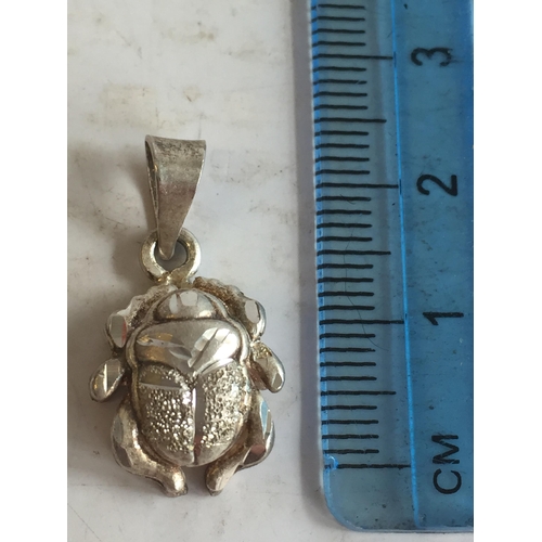 65 - Egyptian Silver Scarab Pendant, Hand Made