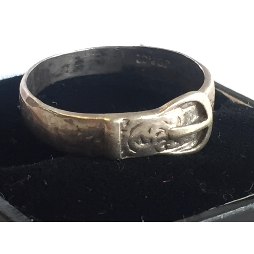 70 - Silver Buckle Ring , size W