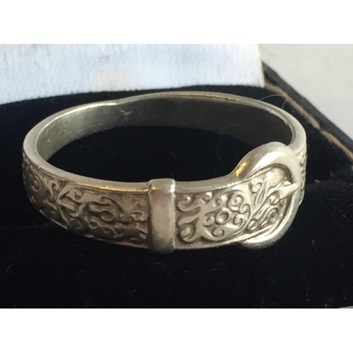 72 - Silver Buckle Ring, size V 1/2