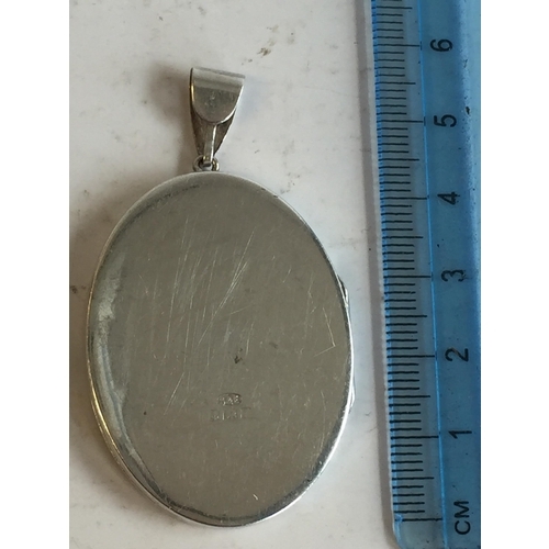 19 - Large Decorated Hallmarked Silver Locket with Maker S&E