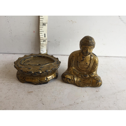 124 - Antique Buddha on Plinth