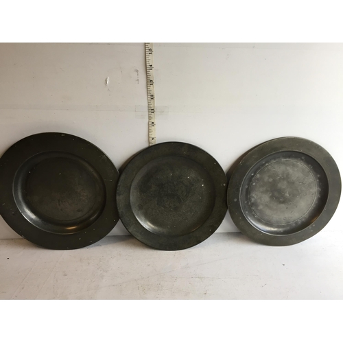 125 - Three 18th Century Pewter Plates