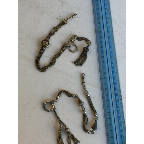 146 - Early White Metal Double Albert Chain