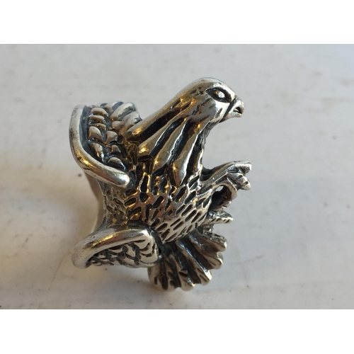 155 - Heavy Silver Gents Eagle Ring, size T