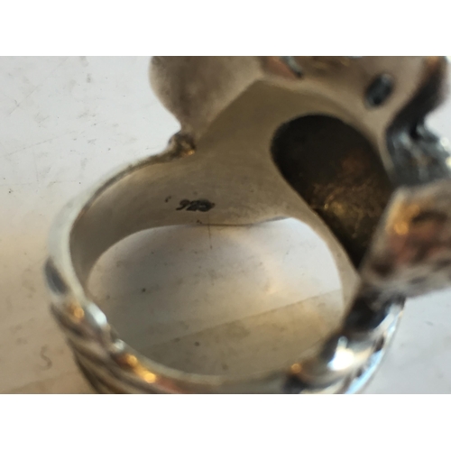 155 - Heavy Silver Gents Eagle Ring, size T