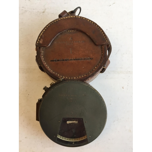 247 - Antique Brass Military Issue Clinometer By Short & Mason, London 1908 in original Case