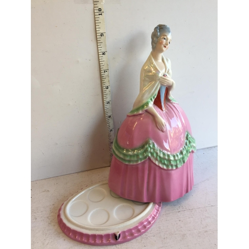 26 - Vintage German Porcelain Cologne or Decanter Bottle Ladir Figure