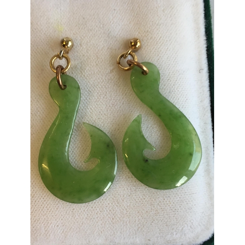 263 - Pair of Jade earrings in Case