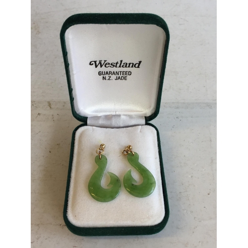 263 - Pair of Jade earrings in Case