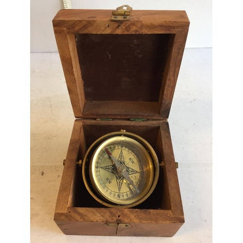 58 - Compass in Wooden Box