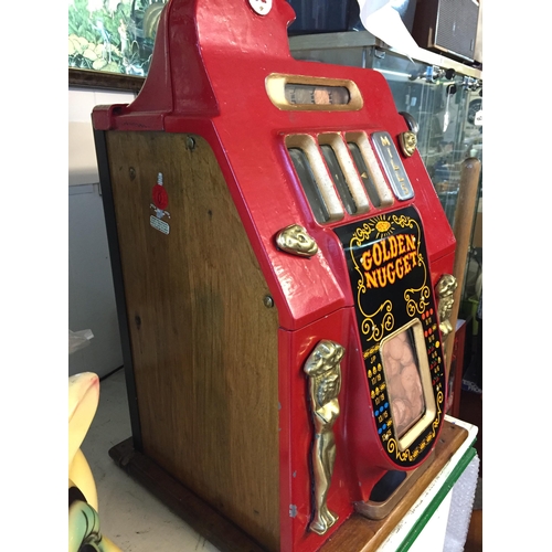 245 - Vintage Golden Nugget one arm Fruit Machine, GWO. Shipping Unavailable