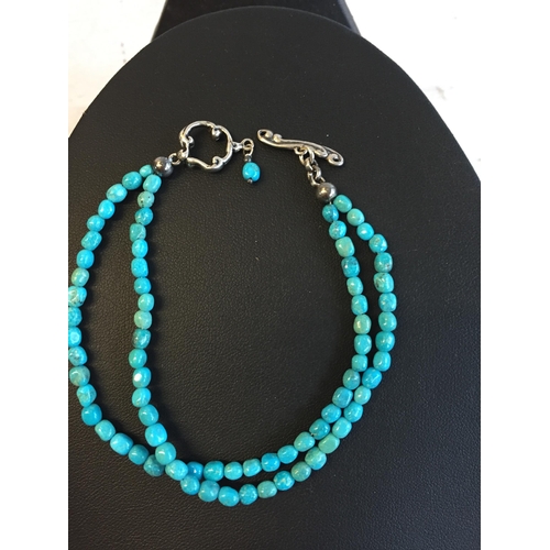 248 - Genuine Turquoise Bracelet with Silver Clasp