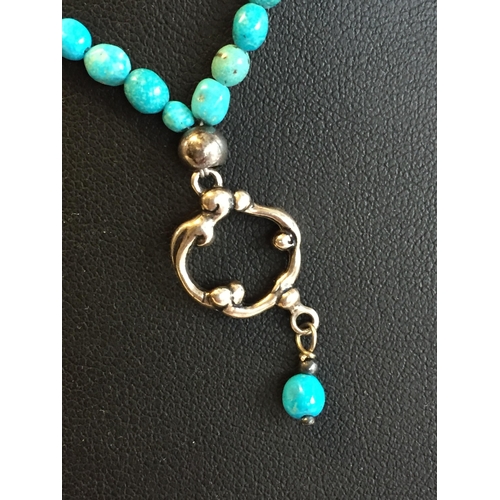 248 - Genuine Turquoise Bracelet with Silver Clasp