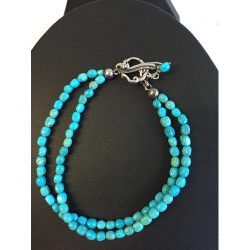 248 - Genuine Turquoise Bracelet with Silver Clasp