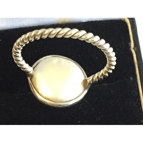 251 - Georgian Style Silver Pearl Ring, size O 1/2