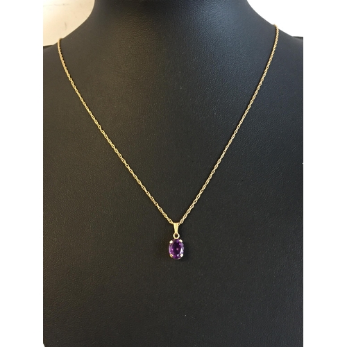 1 - 9ct Gold Oval Cut Amethyst Pendant Necklace,


2073630