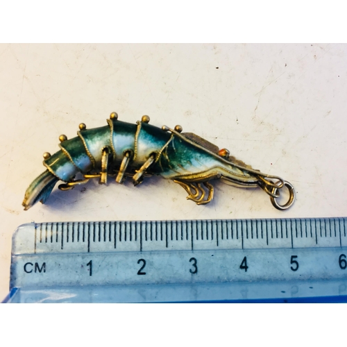 120 - Sterling Silver Articulated Enamel Shrimp Pendant,


2024213