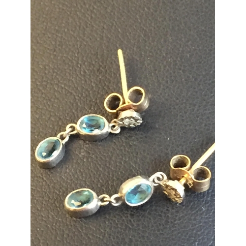 17 - 9ct Gold Blue Gem Stone & Diamond Drop Earrings


2073655