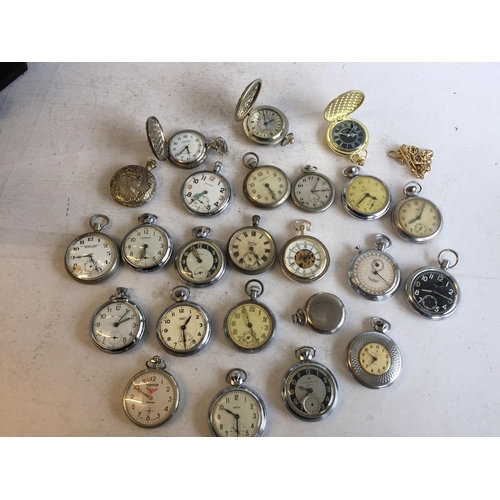 190 - Job Lot of Assorted Vintage mechanical & Quartz Pocket Watches. x 25/.



411153