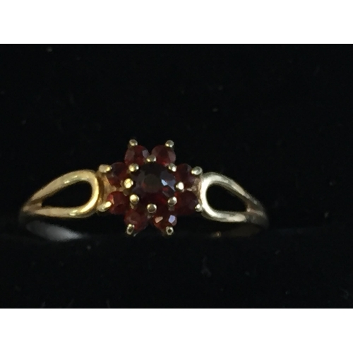 28 - 9ct Gold Garnet Cluster Ring, size M.


2072978