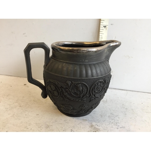 291 - Early Silver Hallmarked Mounted Wedgwood Jasperware Jug