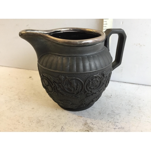 291 - Early Silver Hallmarked Mounted Wedgwood Jasperware Jug