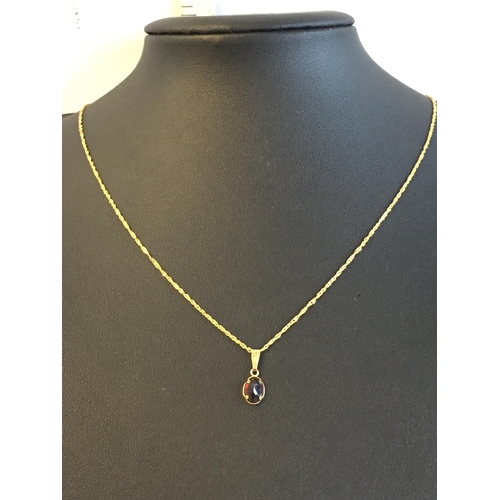 30 - 9ct Gold Bessel Set Garnet Pendant Necklace


2073657