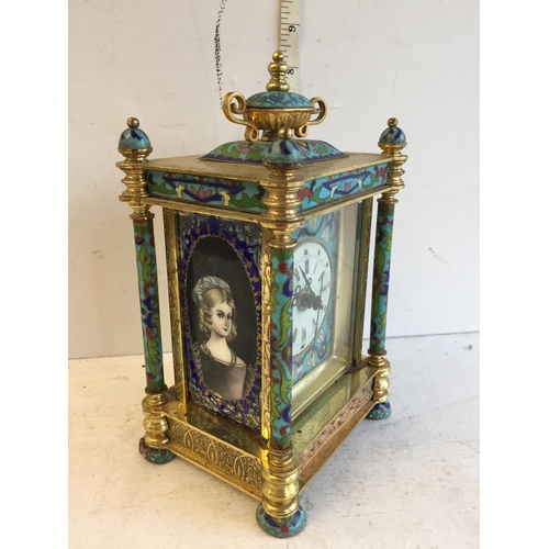 347 - Beautiful Enamel Clock Converted to Battery