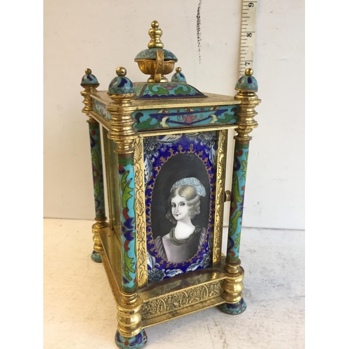 347 - Beautiful Enamel Clock Converted to Battery