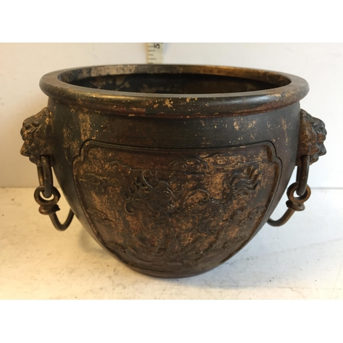 412 - Chinese Bronze Bowl with marks to Base. Early and Very Good Quality