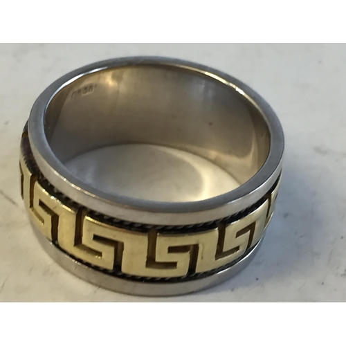 428 - 12.9 grams 14ct Gold Greek Spinner Ring. Size W