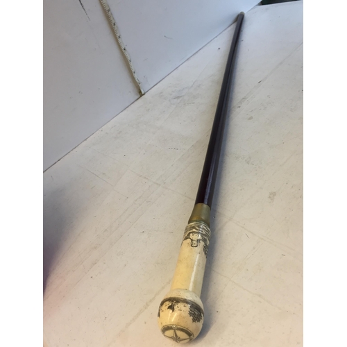 432 - Scrimshaw Walking Stick, Lovely Piece