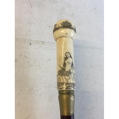 432 - Scrimshaw Walking Stick, Lovely Piece